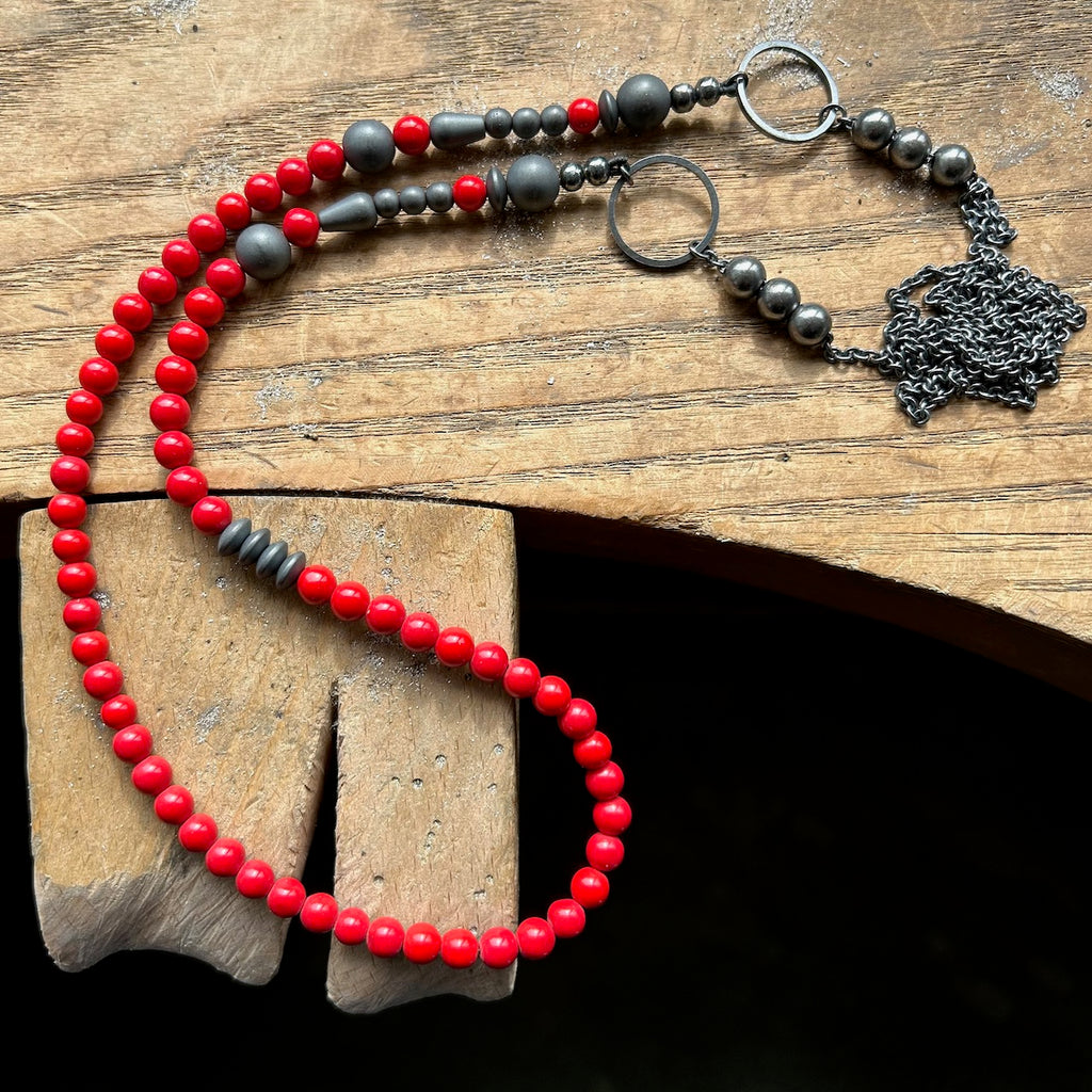 Long Beaded Necklace, Red Sea Bamboo