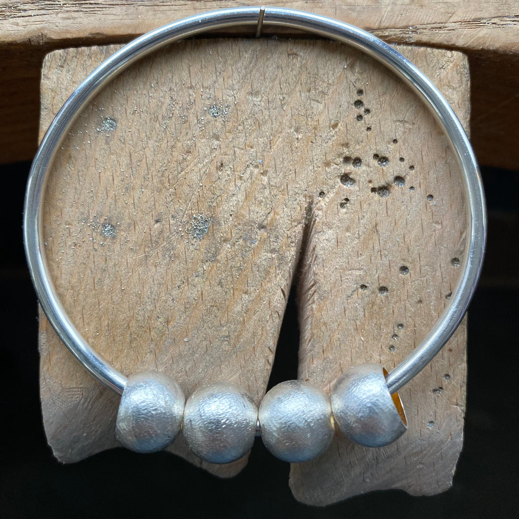 Silver Bangle with Beaded Elements