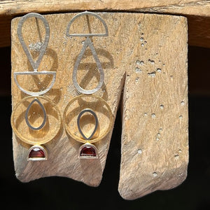 Totem Asymmetric Earrings with Garnets NYC