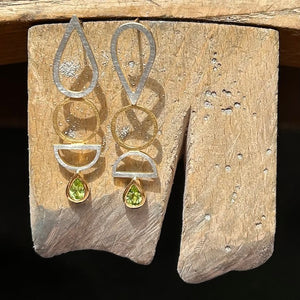 Totem Asymmetric Earrings with Peridots NYC