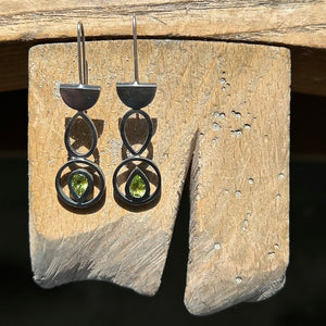 Totem Asymmetric Earrings with Peridots NYC