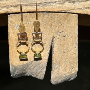 Totem Asymmetric Earrings with Peridots NYC