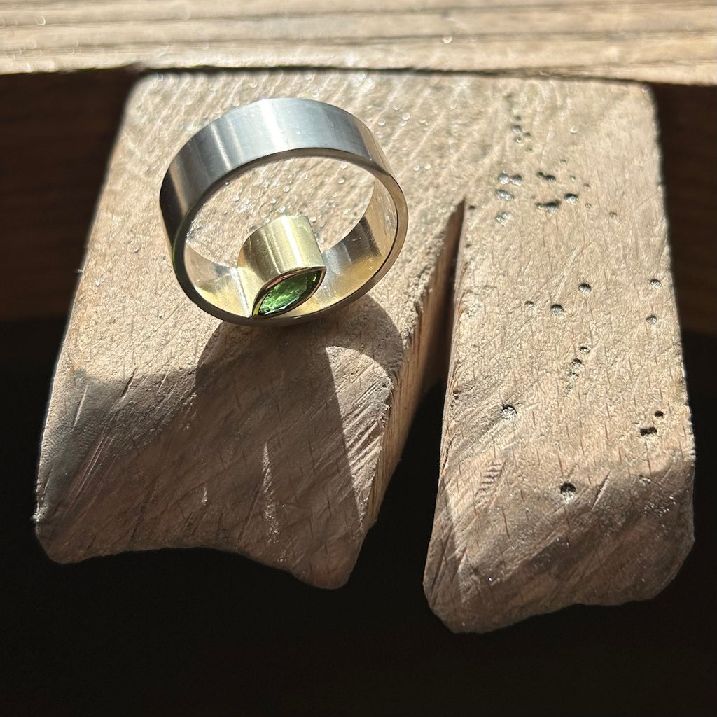 Signature Inside Ring with Green Tourmaline NYC