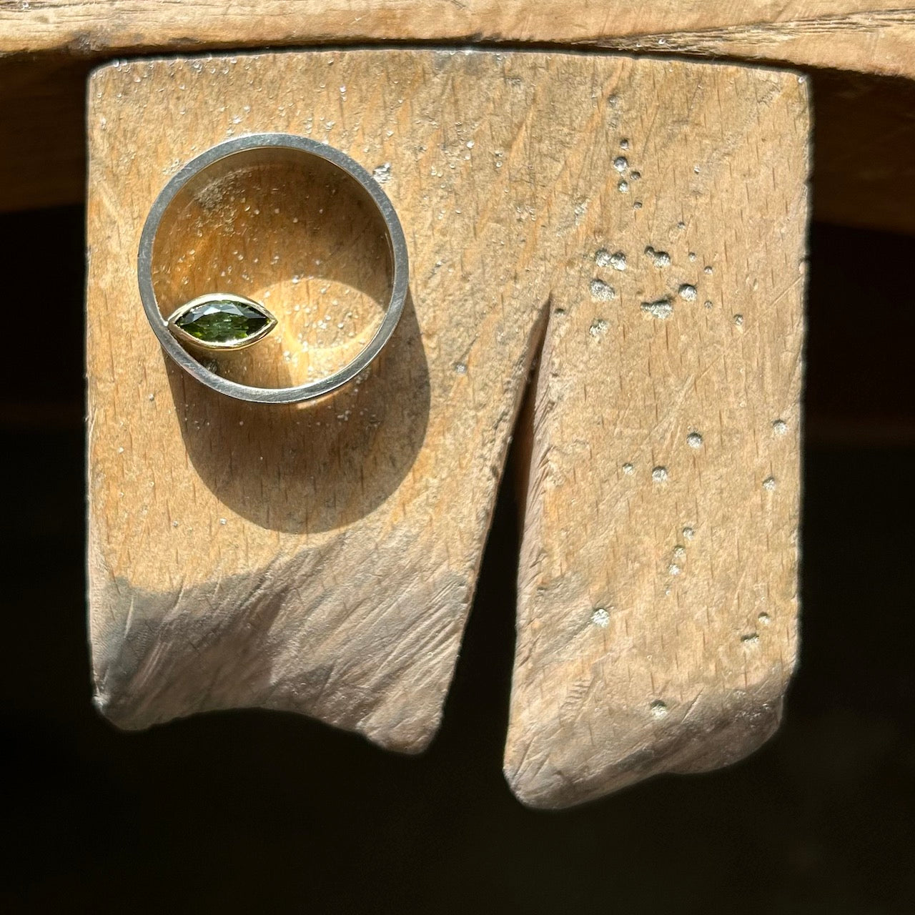 Signature Inside Ring with Green Tourmaline NYC