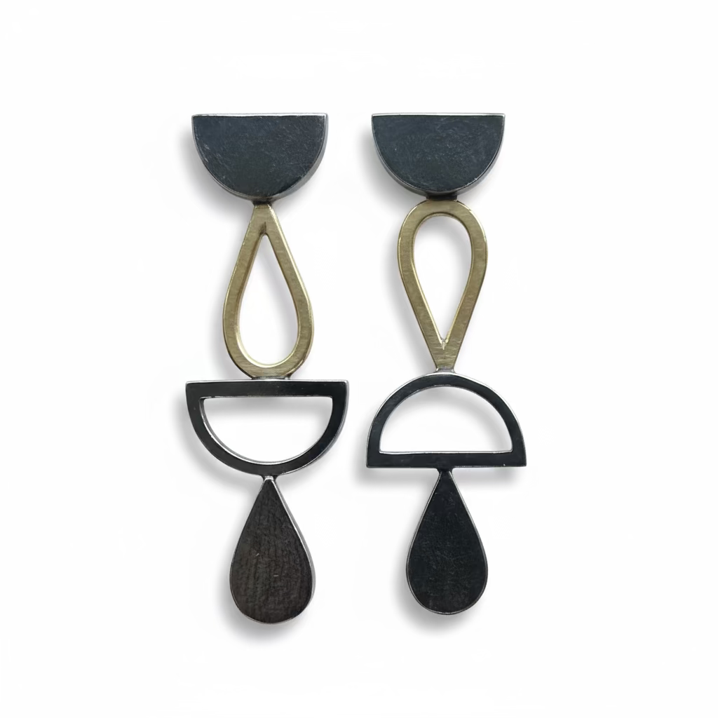 Totem Asymmetric Earrings with 18ct gold