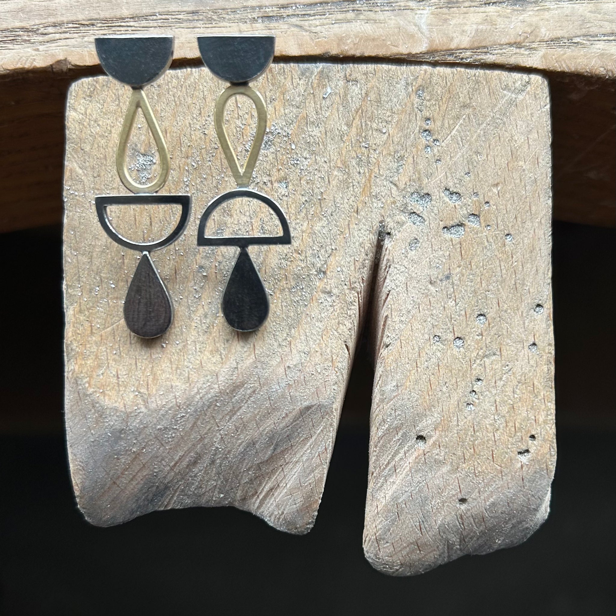 Totem Asymmetric Earrings with 18ct gold
