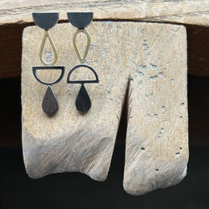 Totem Asymmetric Earrings with 18ct gold