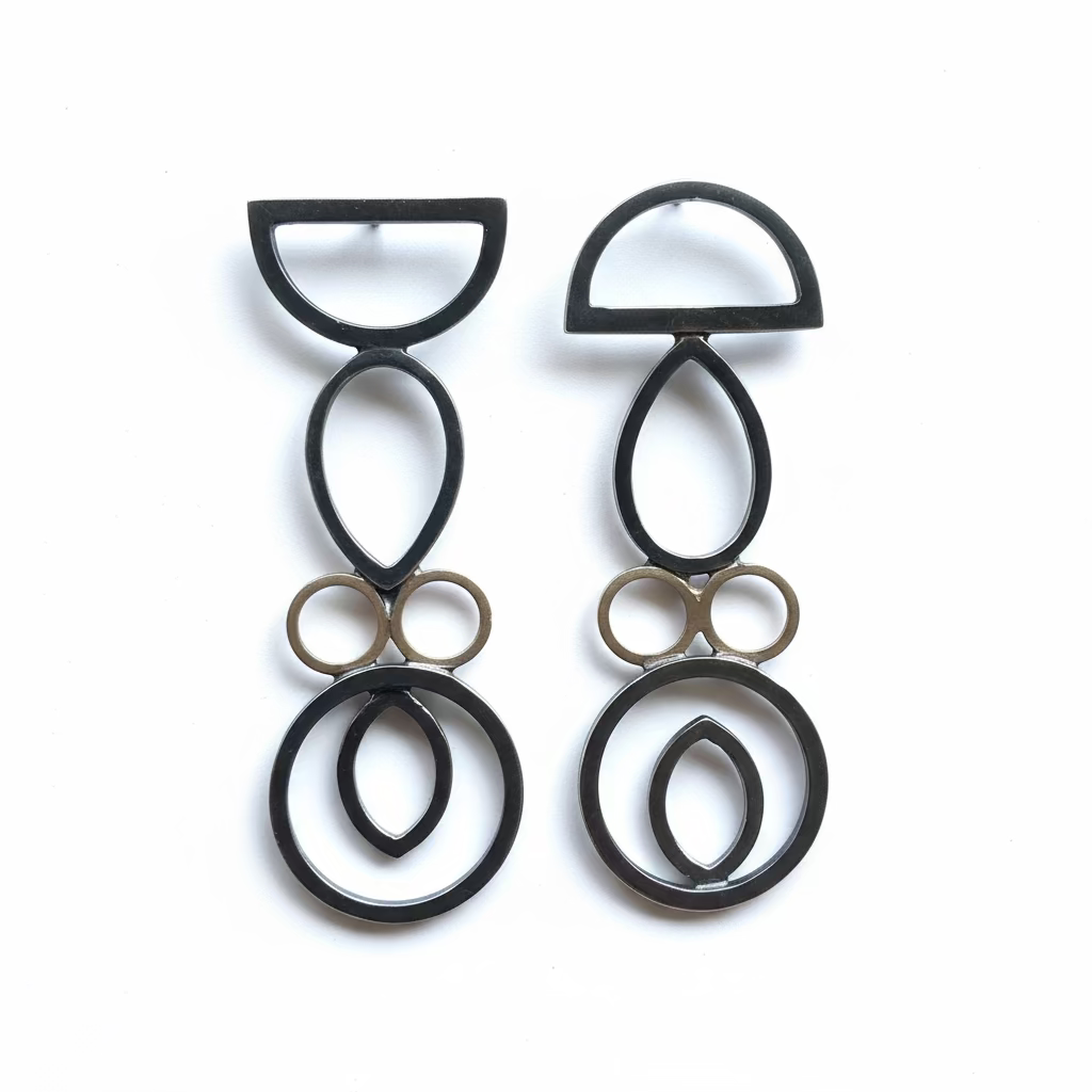 Totem Asymmetric Earrings with 18ct gold