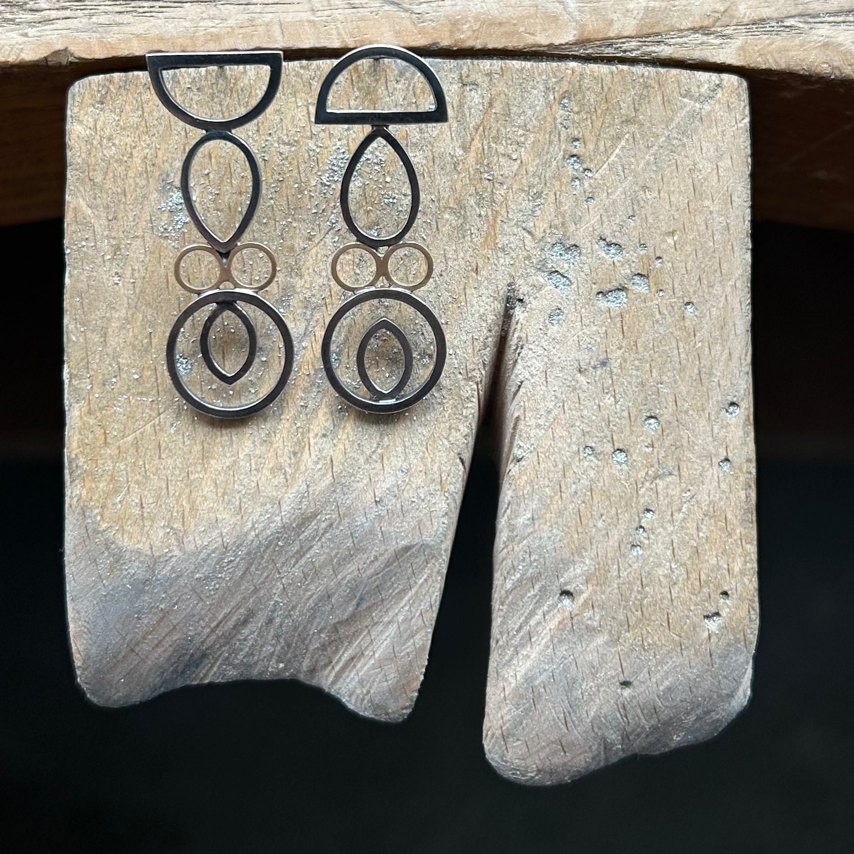Totem Asymmetric Earrings with 18ct gold