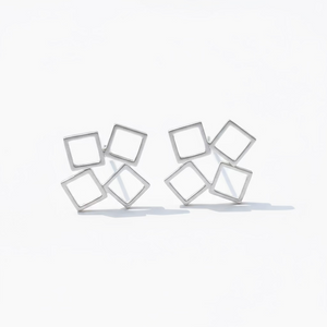 Silver square earrings 