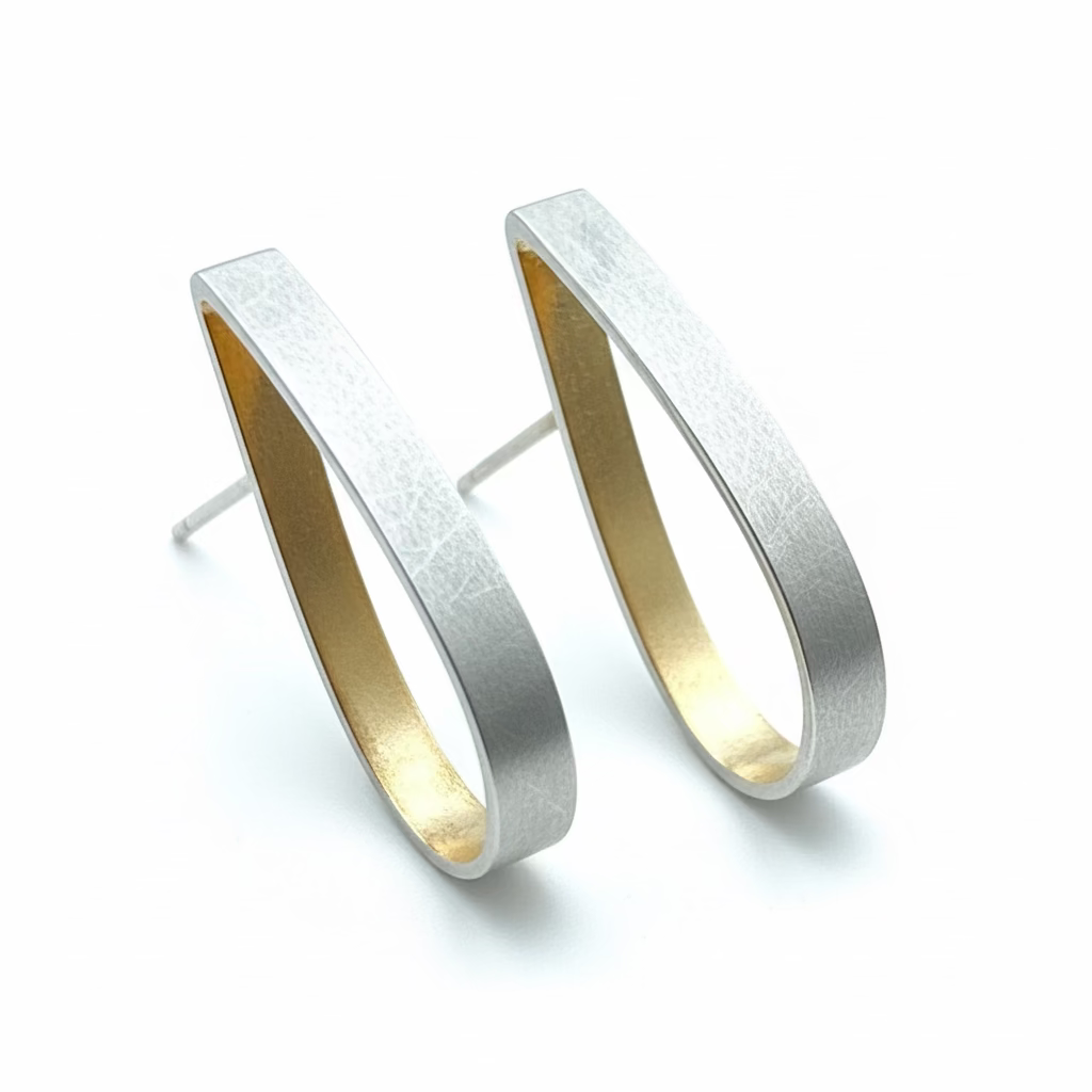 Long Pear Earrings with gold vermeil (26mm)