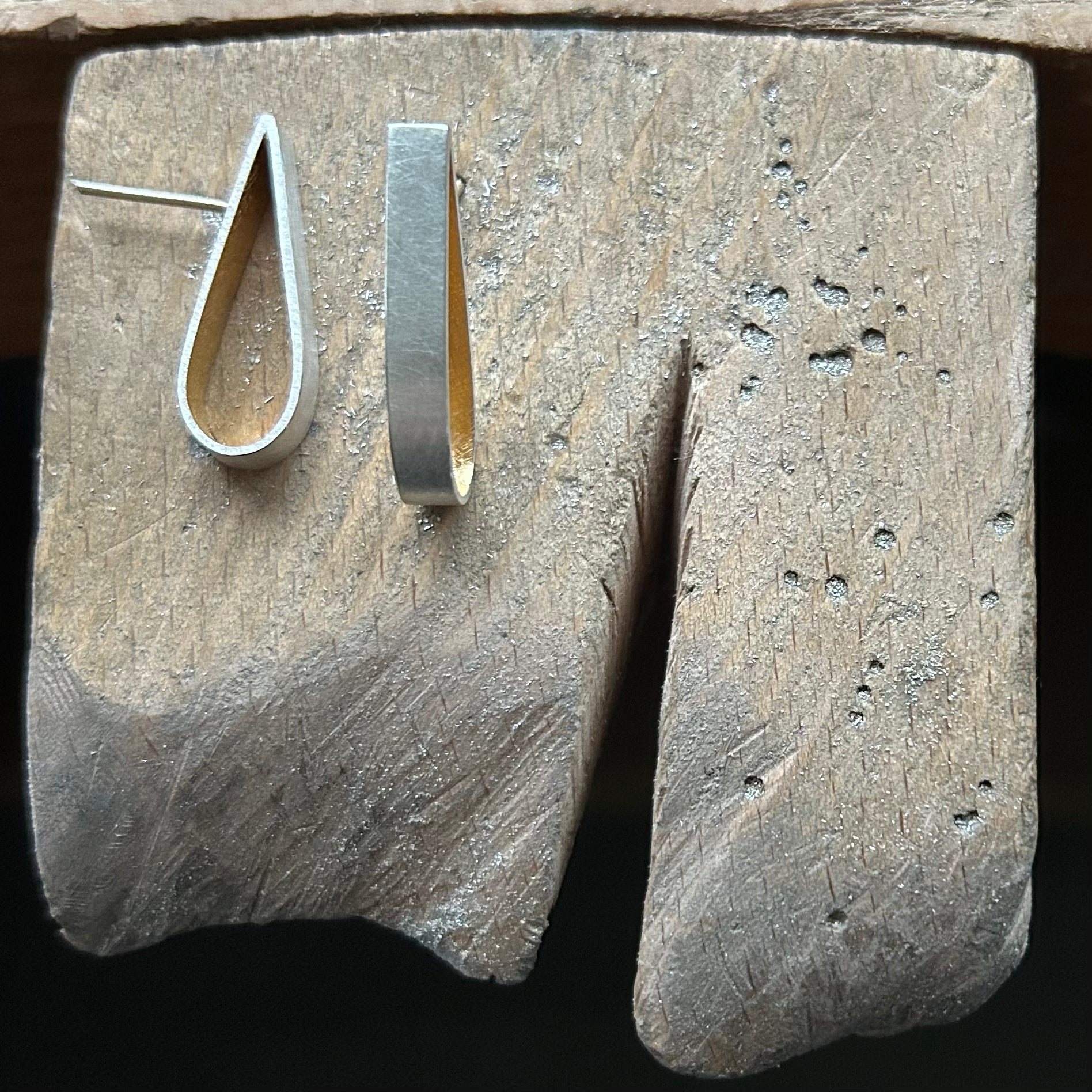 Pear Earrings with gold vermeil (24mm)