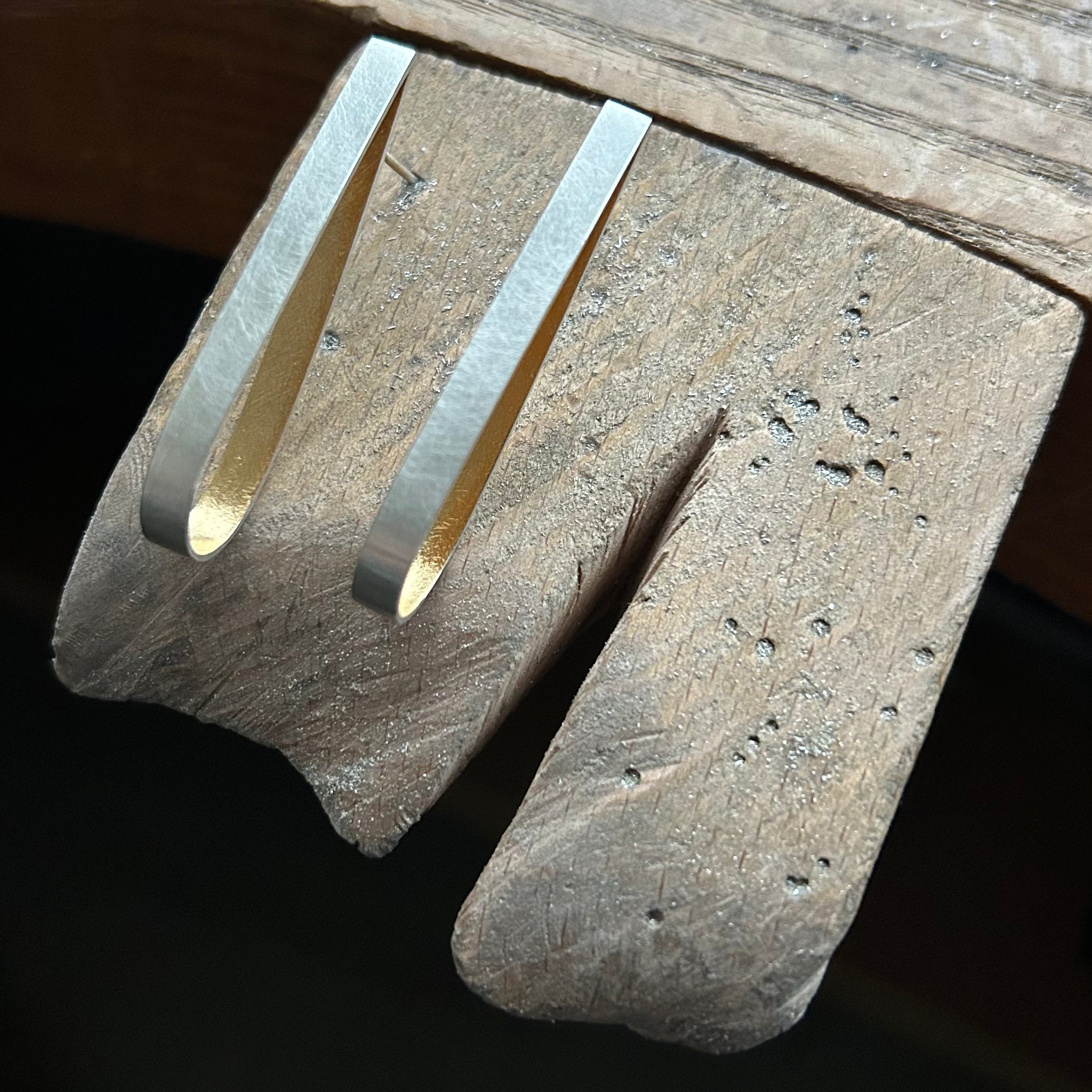 Long Pear Earrings, with gold vermeil (42mm)