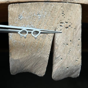 Silver & White Gold Pear Shaped Studs