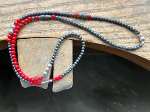 Long Beaded Necklace, Red sea bamboo