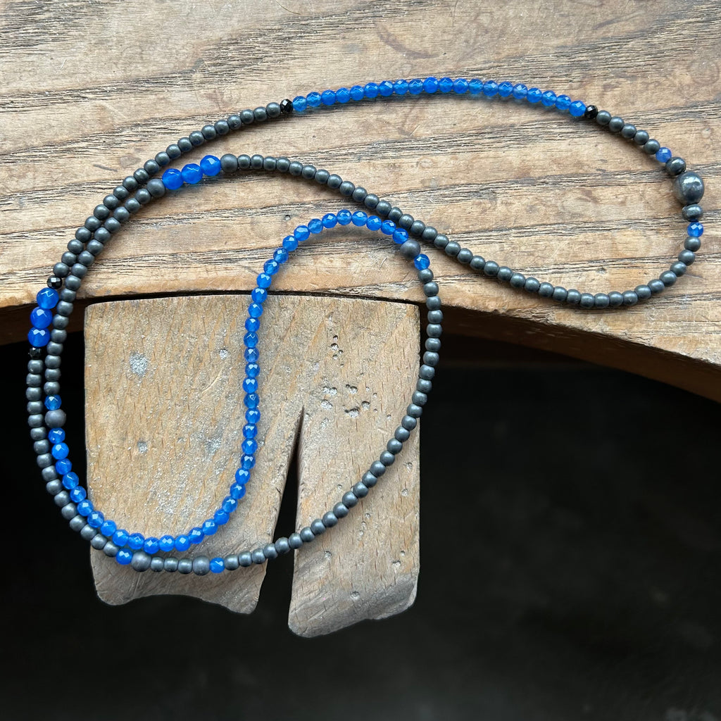 Beaded Necklace, Blue Agate