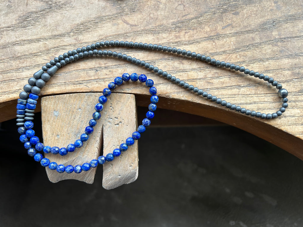 Bold Beaded Necklace, Lapis Lazuli