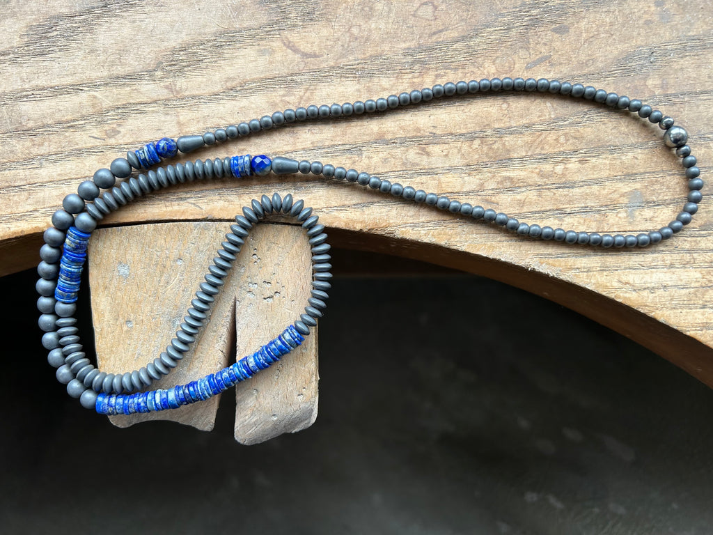 Bold Beaded Necklace, Lapis Lazuli