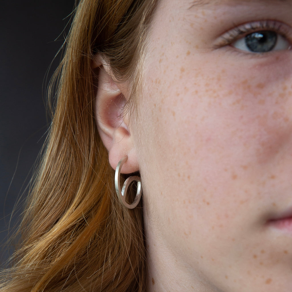 Silver Hoop fine 'E' Earrings