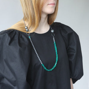 Long Beaded Green Onyx Necklace NYC