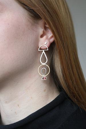 Totem Asymmetric Earrings with Garnets NYC