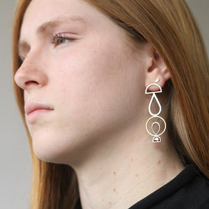 Totem Asymmetric Earrings with Garnets NYC