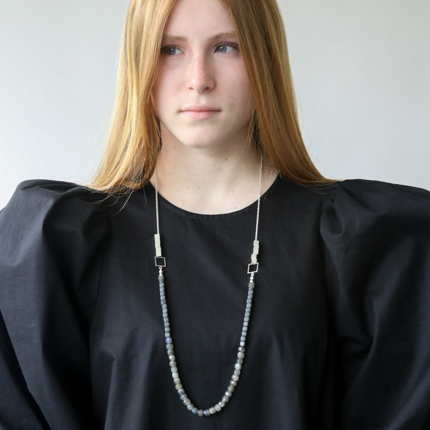 Long Beaded Labradorite Necklace NYC