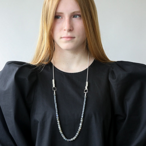 Long Beaded Labradorite Necklace NYC