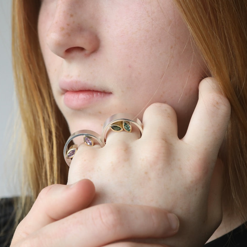 Signature Inside Ring with Green Tourmaline NYC