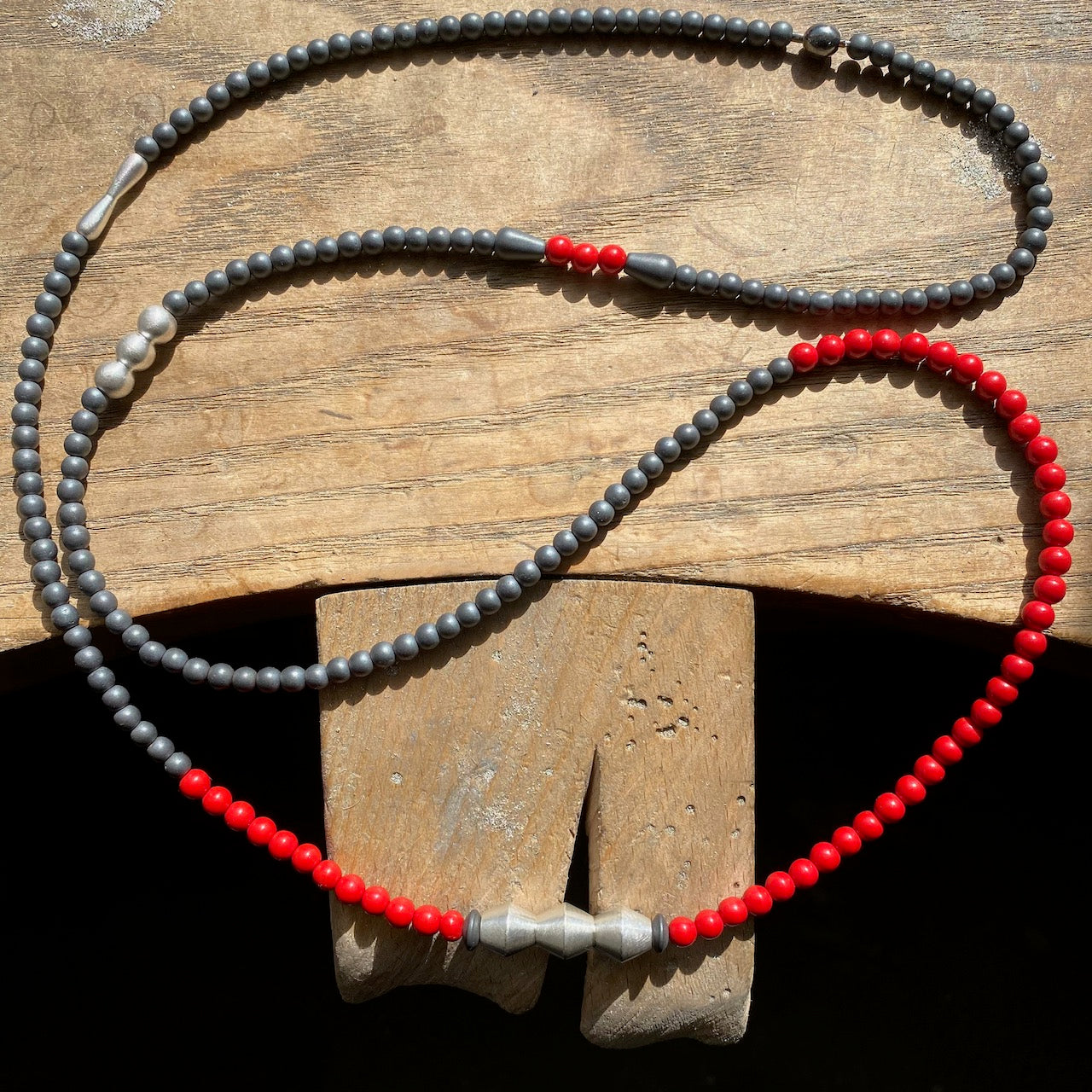 Long Beaded Necklace, Red sea bamboo