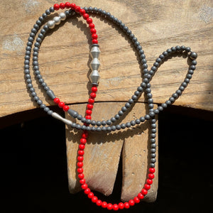 Long Beaded Necklace, Red sea bamboo