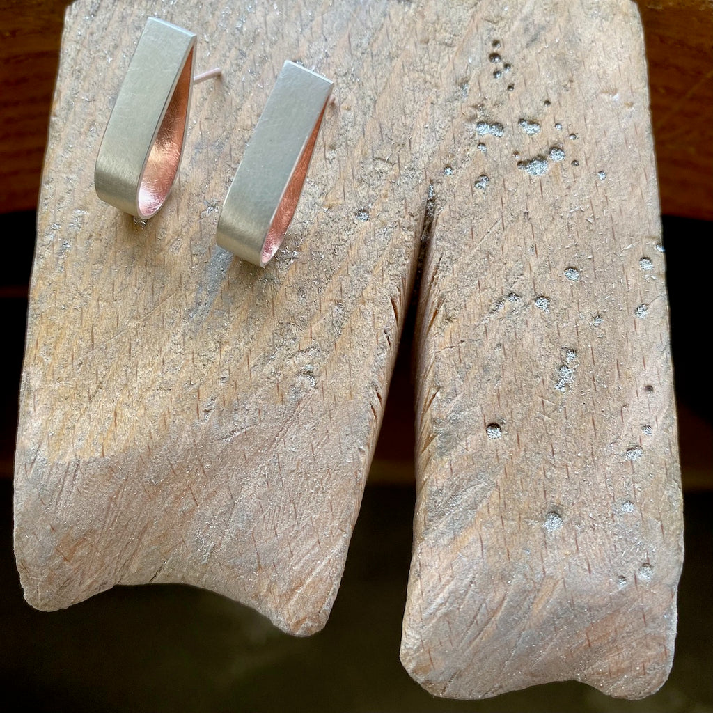 Pear Earrings, Red Gold