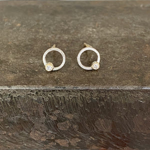 18ct White & Yellow Gold Circular Studs