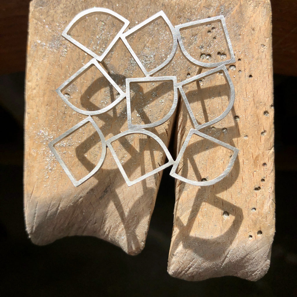 Curved Edge Silver Brooch