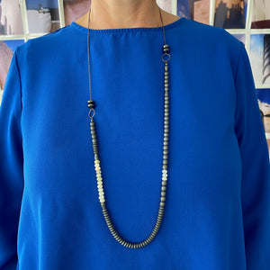 Long Beaded Necklace, Aquamarines