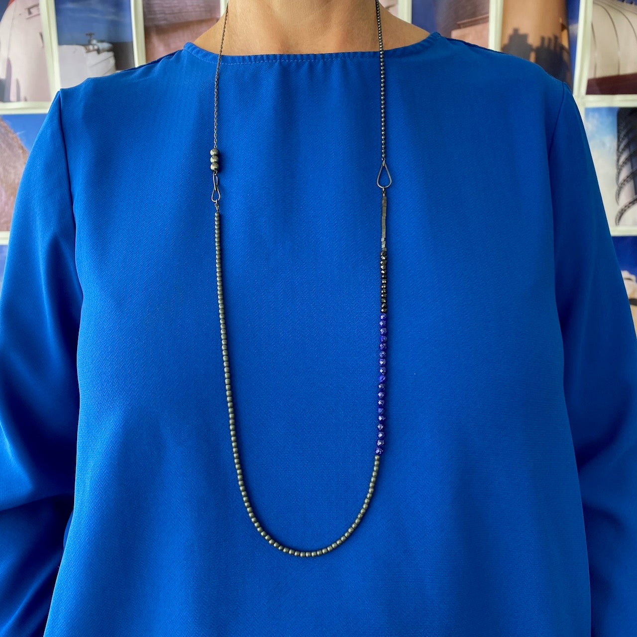 Long Beaded Necklace, Lapis Lazuli