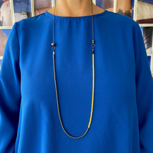 Long Beaded Necklace, Yellow Jade