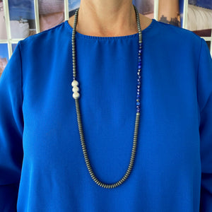 Bold Beaded Necklace, Lapis Lazuli Star Cut