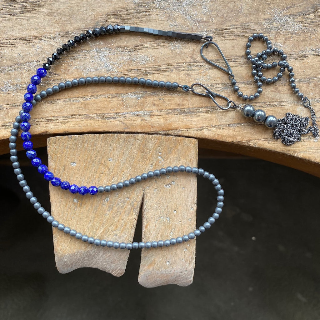 Long Beaded Necklace, Lapis Lazuli