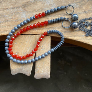 Bold Beaded Necklace, Carnelian