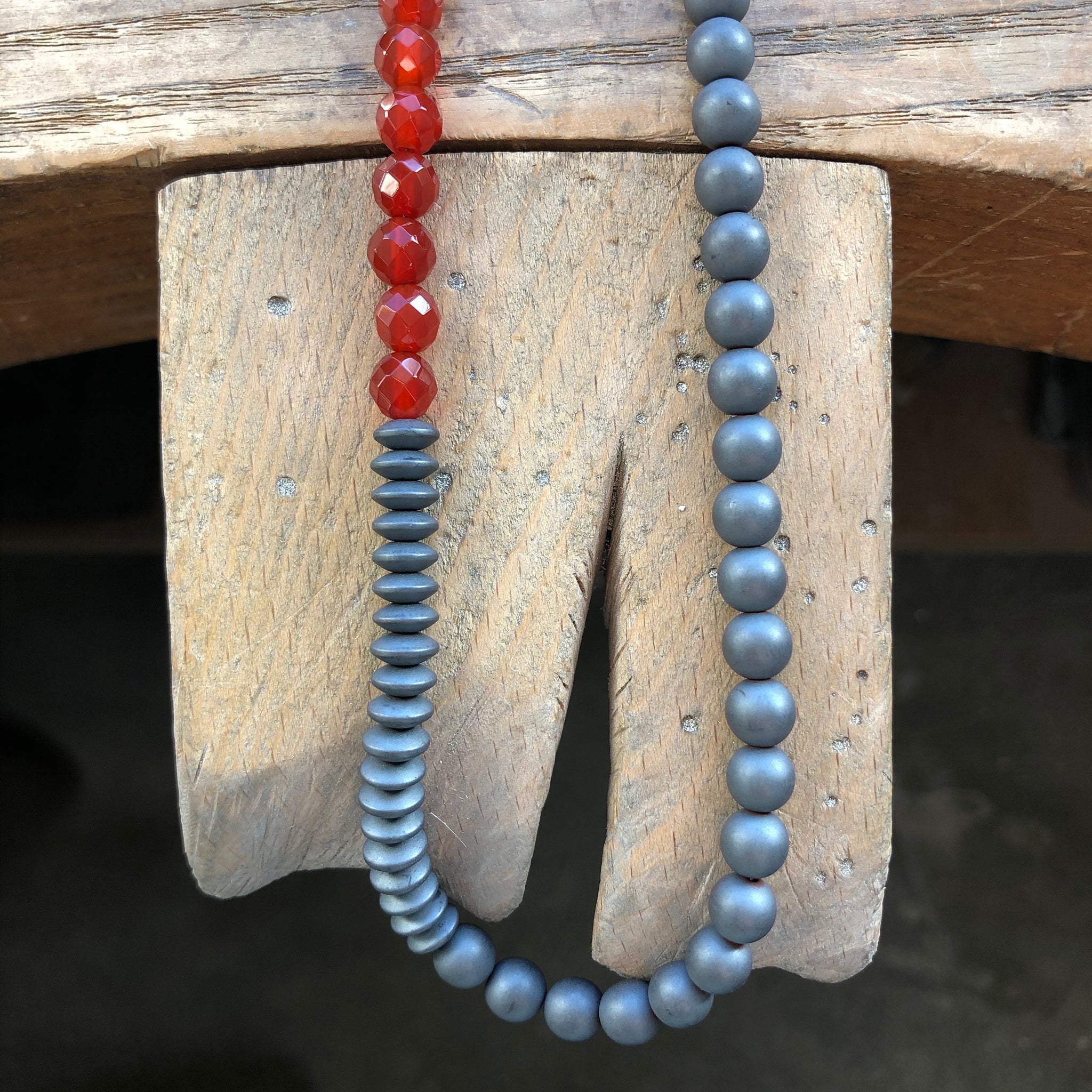 Bold Beaded Necklace, Carnelian