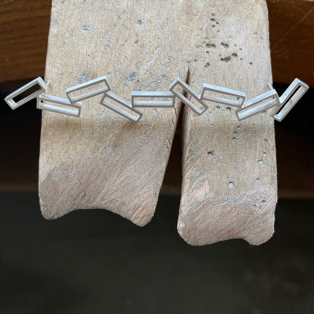 Letterpress Long Silver Brooch