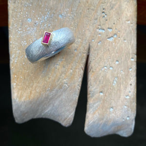 Silver & 18ct Gold Ruby Ring