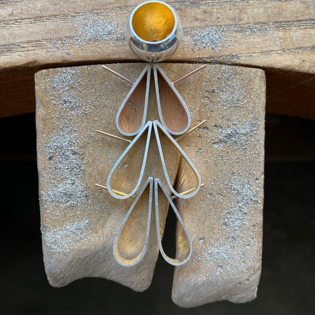 Pear Earrings, with rose gold vermeil