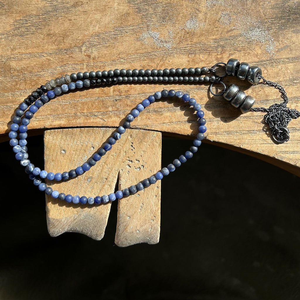 Long Beaded Necklace, Sodalite