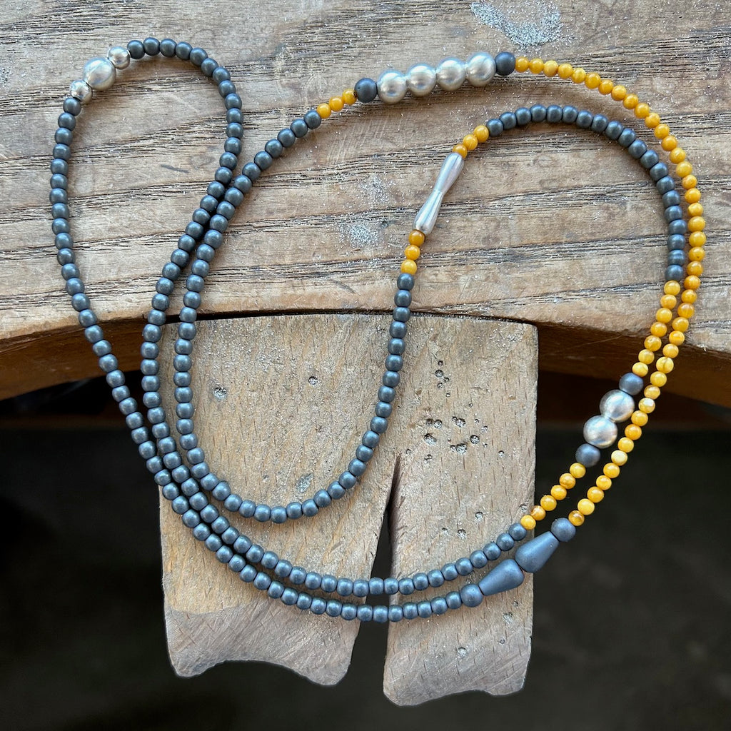 Long Beaded Necklace, Amber