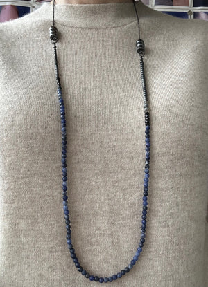 Long Beaded Necklace, Sodalite